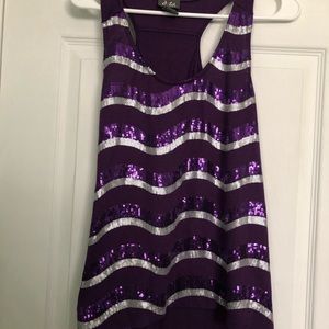 Purple sequin tank top small